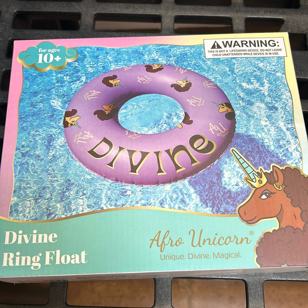 Afro Unicorn "Divine" Unicorn Inflatable Pool Swim Ring Float 39” (Purple) NEW!